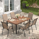 Vicllax 7 Pieces Outdoor Dining Set, Patio Rectangular 63" Metal Table and Horizon Stackable Chair