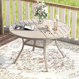 Vicllax Round Patio Dining Table for 4/6/8, Outdoor Large Metal Table