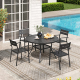 Vicllax 5 Pieces Outdoor Dining Set with 47" Round Metal Table and Armrest Chairs