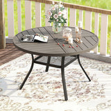 Vicllax Round Patio Dining Table for 4/6/8, Outdoor Large Metal Table