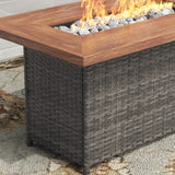 Vicllax Wicker Propane Fire Pit Table, Outdoor 50,000 BTU Gas Fire Pit