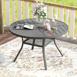 Vicllax Round Patio Dining Table for 4/6/8, Outdoor Large Metal Table
