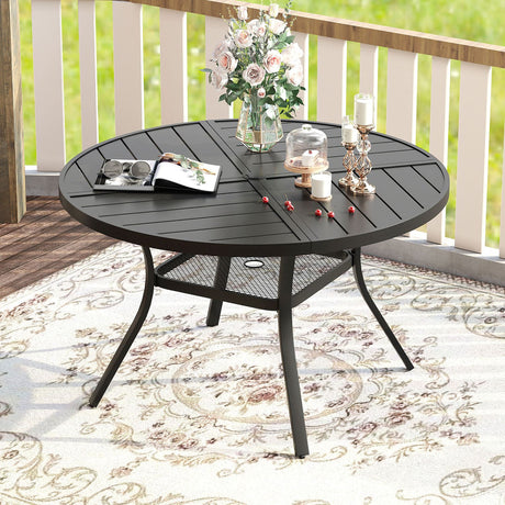 Vicllax Round Patio Dining Table for 4/6/8, Outdoor Large Metal Table