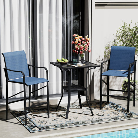 Vicllax 3/5 PCS Outdoor Bar Set, Patio Bar Textilene Chairs and Square Bar Table