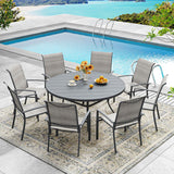 Vicllax 5/7/9 Pcs Outdoor Dining Set, Round Metal Table and Stackable Padded Chair
