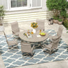 Vicllax 5/7 Pieces Patio Dining Set with Round Dining Table and Swivel Chairs