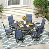 Vicllax 5/7 Pieces Patio Dining Set with Round Dining Table and Swivel Chairs