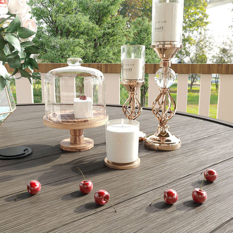 Vicllax 5/7/9 Pcs Outdoor Dining Set, Round Metal Table and Stackable Padded Chair