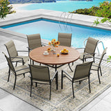 Vicllax 5/7/9 Pcs Outdoor Dining Set, Round Metal Table and Stackable Padded Chair