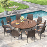 Vicllax 11 Pieces Outdoor Dining Set, 63" Dining Table and 10 Stackable Armchairs