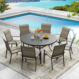 Vicllax 5/7/9 Pcs Outdoor Dining Set, Round Metal Table and Stackable Padded Chair