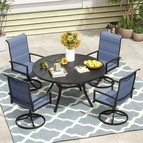 Vicllax Sillas giratorias para patio, asiento profundo acolchado de textileno con reposabrazos