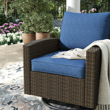 Vicllax Patio Sofa, Wicker Swivel Sofa Chairs, Rattan Sun-Drenched Lounge Seating