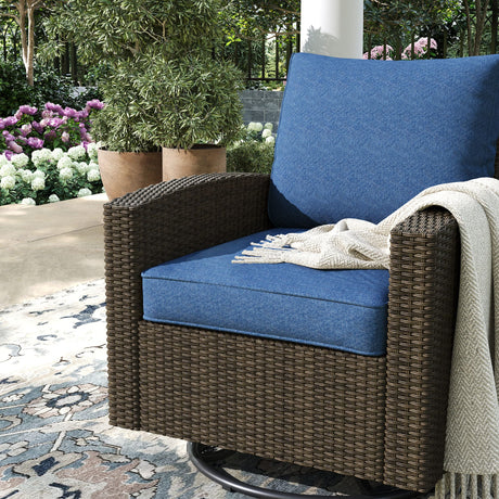 Vicllax Patio Sofa, Wicker Swivel Sofa Chairs, Rattan Sun-Drenched Lounge Seating