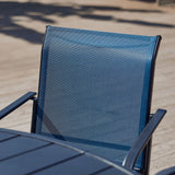 Vicllax 5 Pieces Outdoor Dining Set, 37.8" Square Metal Table and Stackable Sling Chairs