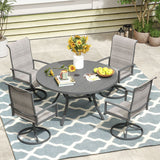 Vicllax Patio Padded Swivel Dining Chairs with Textilene Deep Seating and Armrest