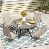 Vicllax Patio Padded Swivel Dining Chairs with Textilene Deep Seating and Armrest