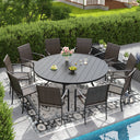 Vicllax 11-PCS Outdoor Dining Set, 63" Outdoor dining Table and 10 Stackable Metal Armchairs