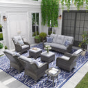 Vicllax Patio Wicker Oasis Lounge Set, 7-Piece Outdoor Sofa Set (Swivel Sofa Chair Set)