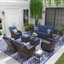 Vicllax Patio Wicker Oasis Lounge Set, 7-Piece Outdoor Sofa Set (Swivel Sofa Chair Set)