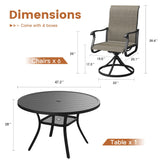 Vicllax 7 pcs Outdoor Dining Set, Metal Round Dining Table and Premium Swivel Chairs
