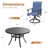 Vicllax 7 pcs Outdoor Dining Set, Metal Round Dining Table and Premium Swivel Chairs