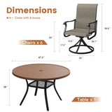 Vicllax 7 pcs Outdoor Dining Set, Metal Round Dining Table and Premium Swivel Chairs