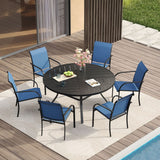 Vicllax Round Patio Dining Table for 4/6/8, Outdoor Large Metal Table