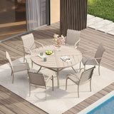 Vicllax Round Patio Dining Table for 4/6/8, Outdoor Large Metal Table