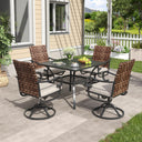 Vicllax 5 Pieces Outdoor Dining Set, 37.8"Square dining Table and Sierra Swivel Chair