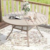 Vicllax Round Patio Dining Table for 4/6/8, Outdoor Large Metal Table