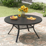 Vicllax Outdoor Round Dining Table, Patio Aluminum Tabletop with Storage Shelf