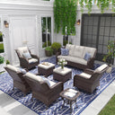 Vicllax Patio Wicker Oasis Lounge Set, 7-Piece Outdoor Sofa Set (Swivel Sofa Chair Set)