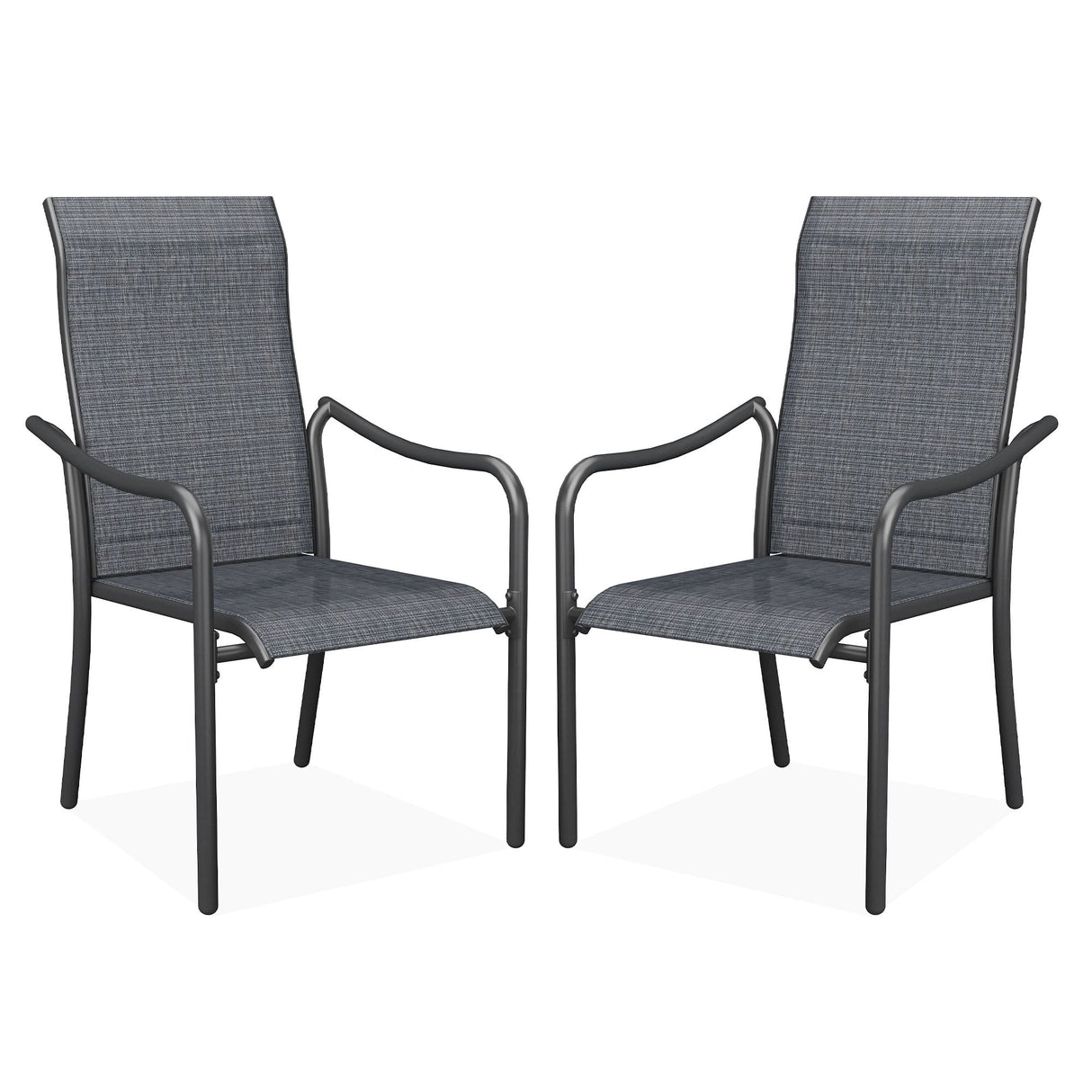 Vicllax Outdoor Stackable High Back Sling Dining Chair, Set of 2/4/6/8