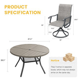 Vicllax 5 Pieces Outdoor Dining Set, 47.2" Metal Round Dining Table and Premium Swivel Chairs