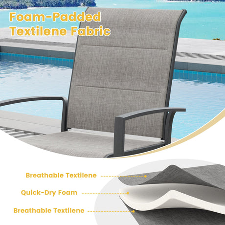 Vicllax 5/7/9 Pcs Outdoor Dining Set, Round Metal Table and Stackable Padded Chair