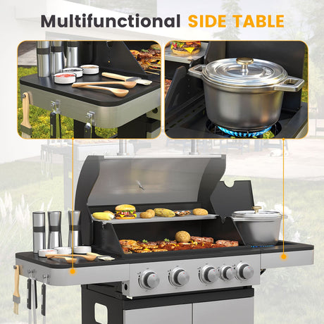 Vicllax BBQ Propane Gas Grill, Freestanding Grill Cart with Wheels