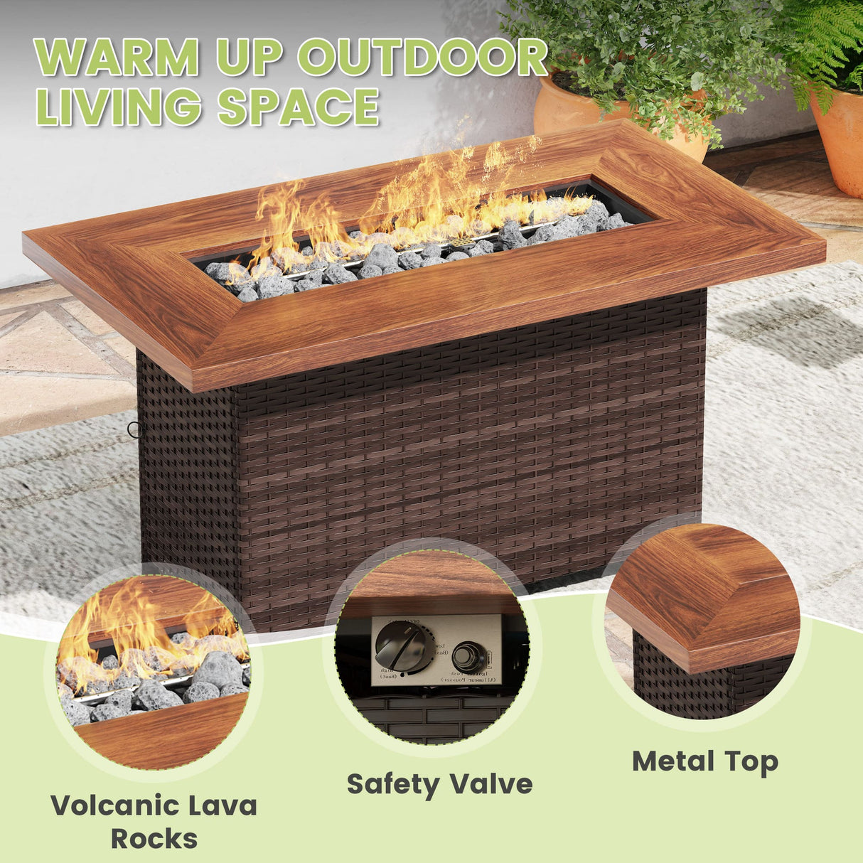 Vicllax Versatile Wicker Patio Set: 9 Pieces with Fire Table & Ottoman