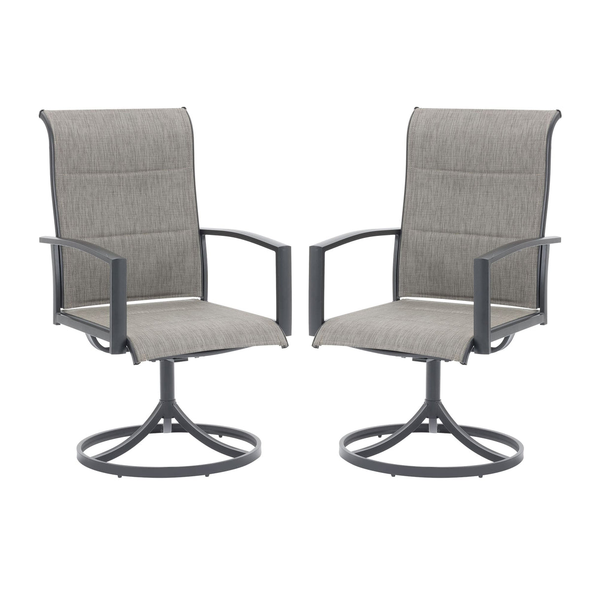 Vicllax Patio Padded Swivel Dining Chairs with Textilene Deep Seating and Armrest