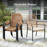 Vicllax 9-Piece Outdoor Dining Set, 53” Round Metal Table with Umbrella Hole and Solana Stackable Chair