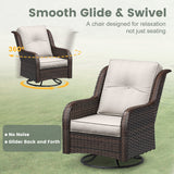 Vicllax Patio Wicker Oasis Lounge Set, Cushioned Sofa Swivel Chairs and Ottomans