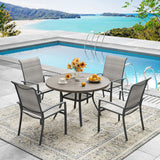 Vicllax 5/7/9 Pcs Outdoor Dining Set, Round Metal Table and Stackable Padded Chair