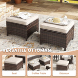 Vicllax Patio Wicker Oasis Lounge Set, 9 Seater with Fire table