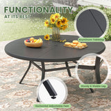 Vicllax Outdoor Round Dining Table, Patio Aluminum Tabletop with Storage Shelf