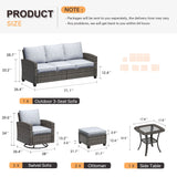 VICLLAX Versatile Wicker Patio Set: 5 Seater with Fire Table/Ottoman