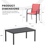 Vicllax 7 Pieces Outdoor Dining Set with Metal Rectangular Table and Stackable Sling Chair