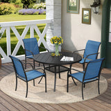 Vicllax Juego de comedor para exterior de 7 piezas con mesa redonda de metal de 48" y sillones de textileno 