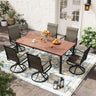 Vicllax 7 Pieces Outdoor Dining Set with Rectangular Dining Table and Swivel Chairs