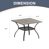 Vicllax Outdoor Patio Dining Table for 4, Metal Square Table with Storage