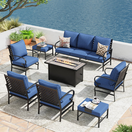 Vicllax Outdoor Patio Conversation Sofa, Love Seat Glider, and Swivel Chairs